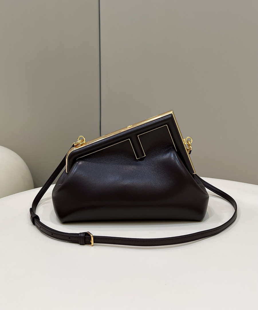 Fendi 8BP129 First Small Fuchsia leather bag 80018M Dark Brown