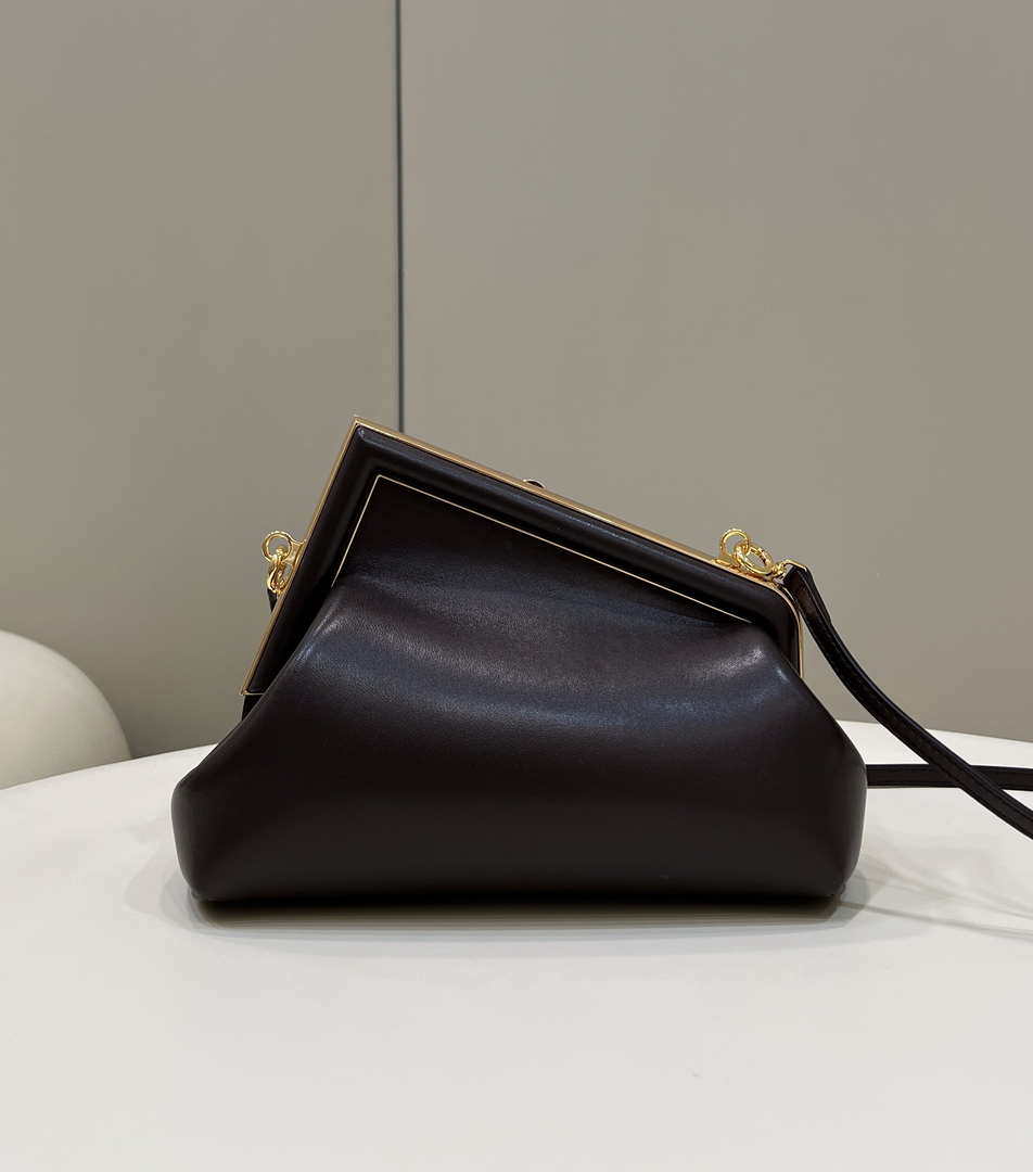 Fendi 8BP129 First Small Fuchsia leather bag 80018M Dark Brown