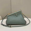 Fendi 8BP129 First Small Green braided leather bag 80103 - Default Title - View 1