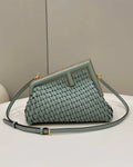 Fendi 8BP129 First Small Green braided leather bag 80103