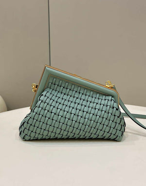 Fendi 8BP129 First Small Green braided leather bag 80103 - Default Title - View 2