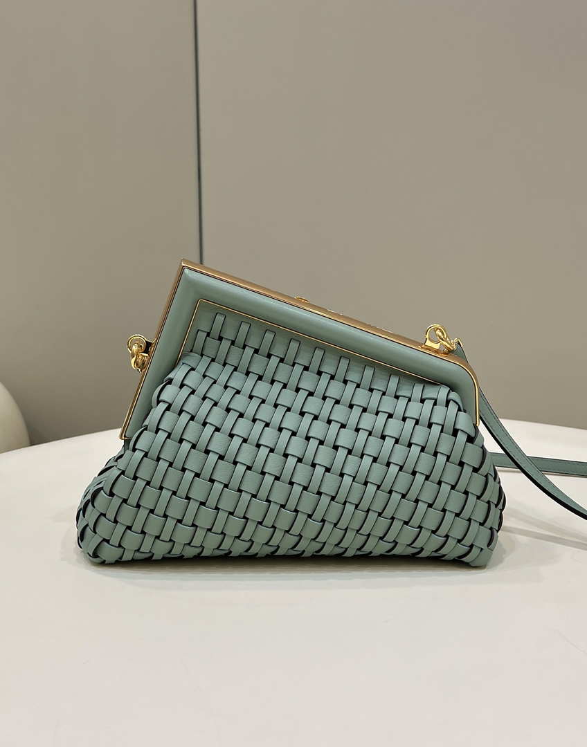 Fendi 8BP129 First Small Green braided leather bag 80103 - Default Title - View 2