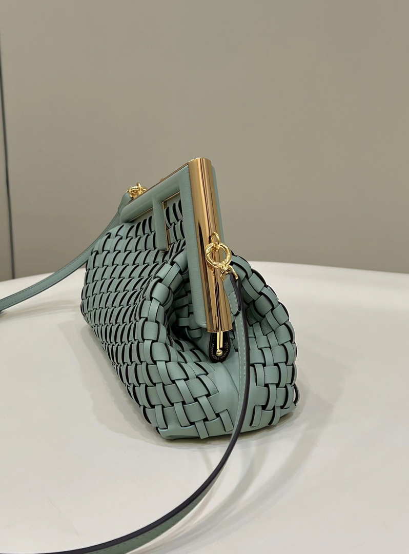 Fendi 8BP129 First Small Green braided leather bag 80103