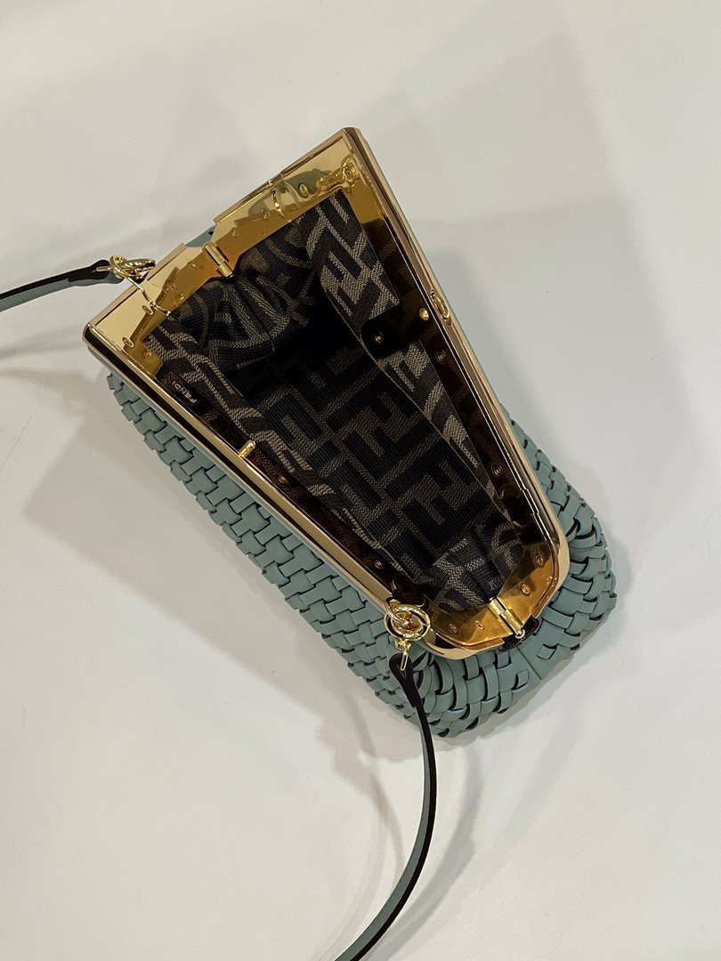 Fendi 8BP129 First Small Green braided leather bag 80103