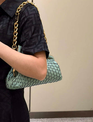 Fendi 8BP129 First Small Green braided leather bag 80103 - Default Title - View 10