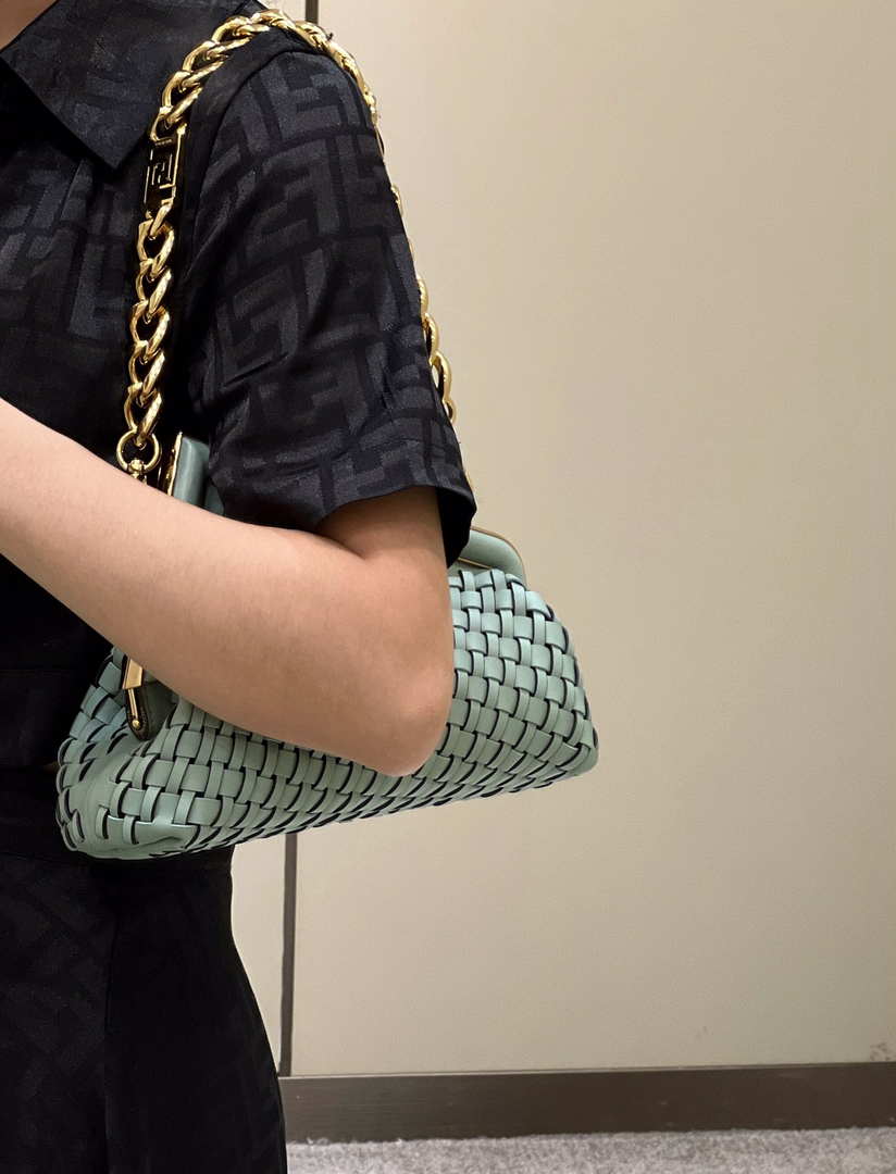 Fendi 8BP129 First Small Green braided leather bag 80103 - Default Title - View 10