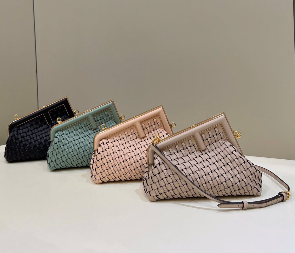Fendi 8BP129 First Small Green braided leather bag 80103