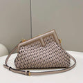 Fendi 8BP129 First Small Nude and Light Purple braided leather bag 80103 - Default Title - View 1