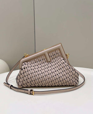 Fendi 8BP129 First Small Nude and Light Purple braided leather bag 80103 - Default Title - View 1