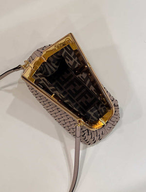 Fendi 8BP129 First Small Nude and Light Purple braided leather bag 80103 - Default Title - View 8