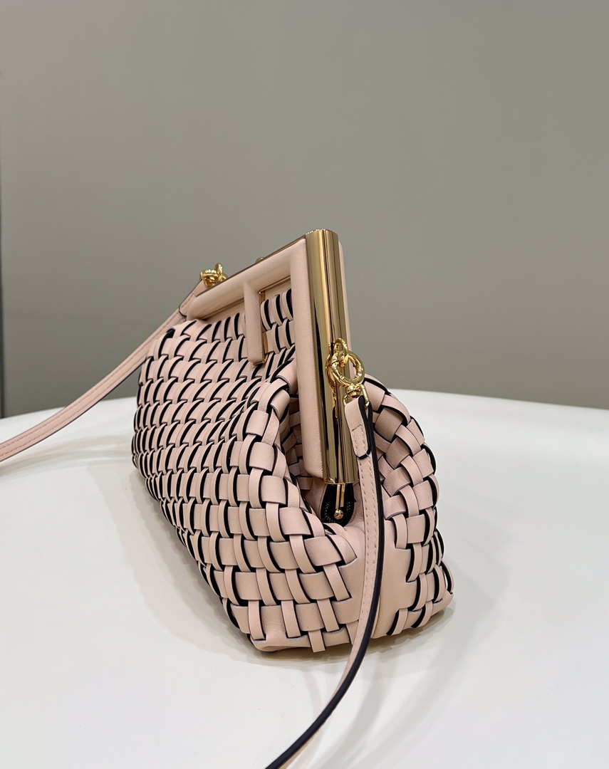 Fendi 8BP129 First Small Pink braided leather bag 80103