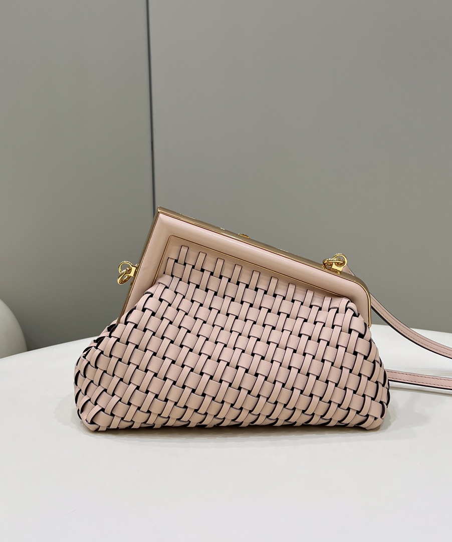 Fendi 8BP129 First Small Pink braided leather bag 80103