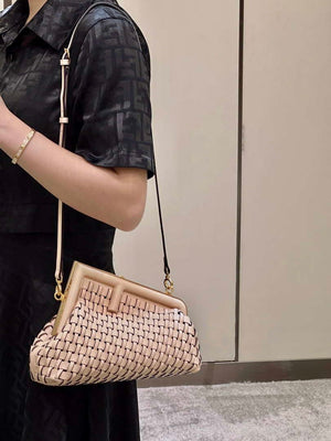Fendi 8BP129 First Small Pink braided leather bag 80103 - Default Title - View 14