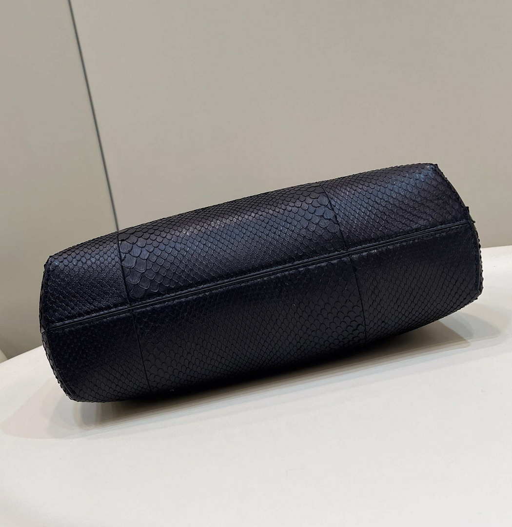 Fendi 8BP129 First Small Python leather bag 80018M Black