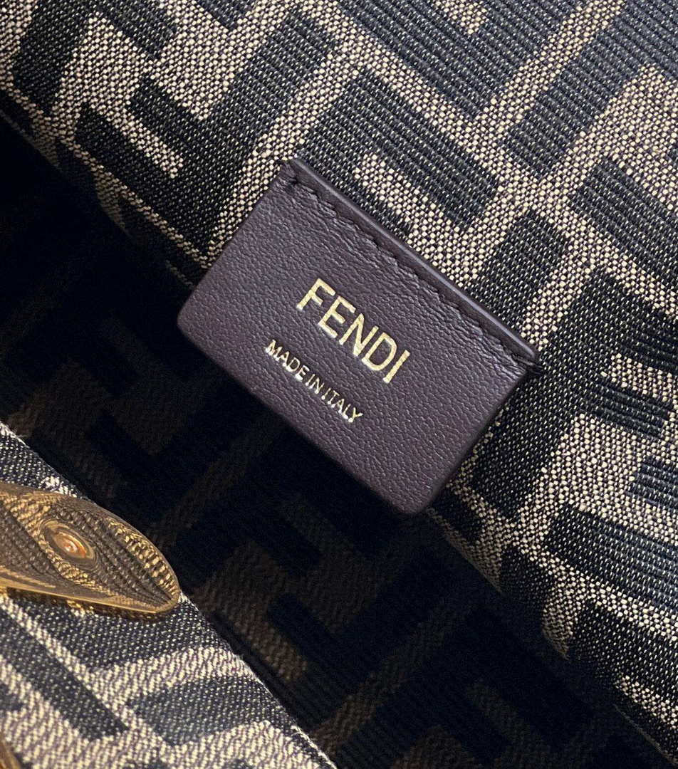 Fendi 8BP129 First Small Python leather bag 80018M Black