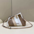 Fendi 8BP129 First Small Leather bag with silver and light brown inlay 80018M - Default Title - View 1
