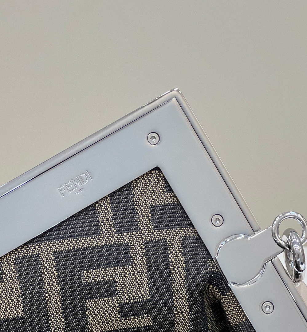 Fendi 8BP129 First Small Leather bag with silver and light brown inlay 80018M - Default Title - View 5