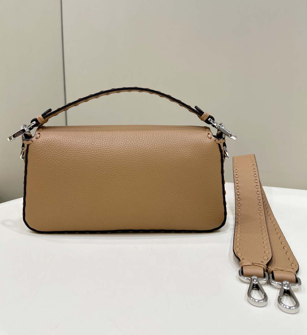 Fendi 8BR600 Baguette Apricot Selleria bag with Oversized Topstitching 8610
