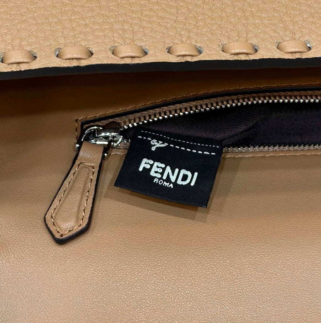 Fendi 8BR600 Baguette Apricot Selleria bag with Oversized Topstitching 8610