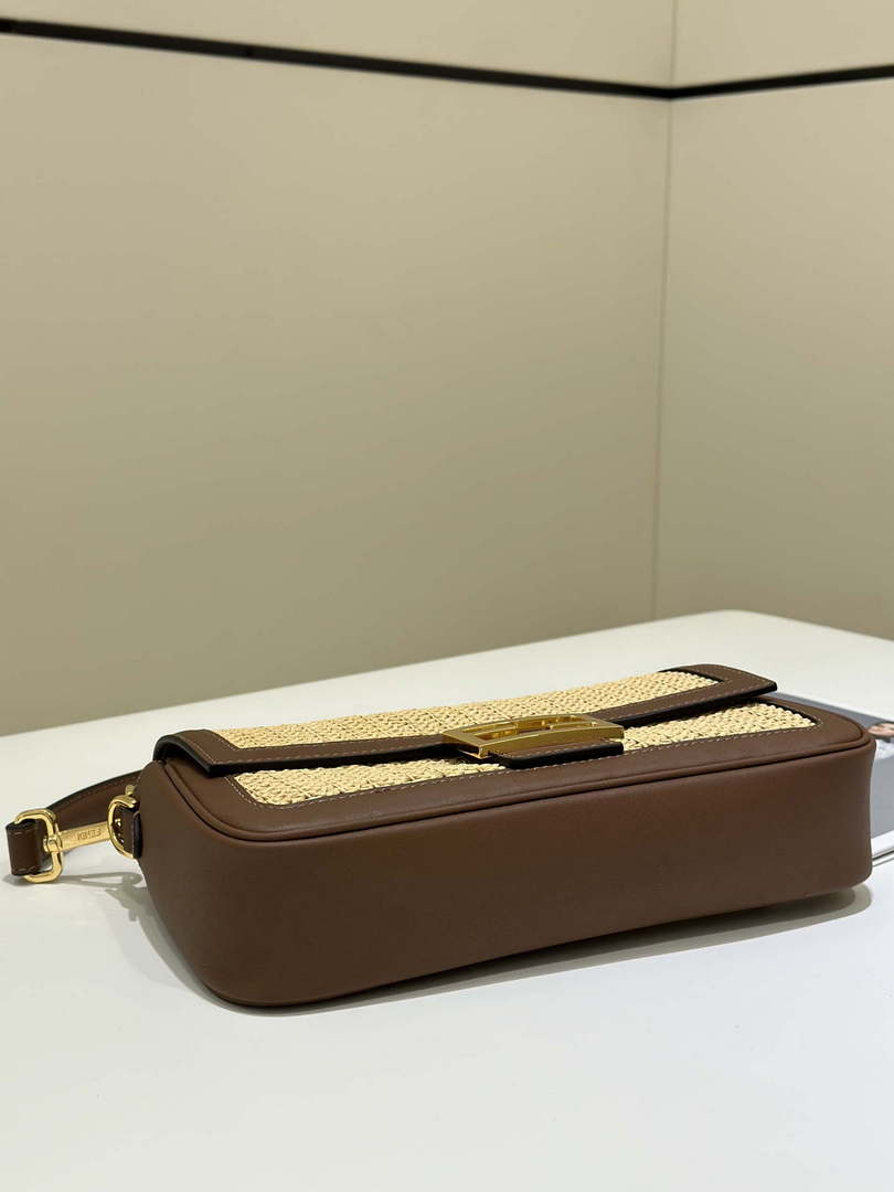Fendi 8BR600 Baguette Brown and Natural raffia bag 8666L - Default Title - View 4