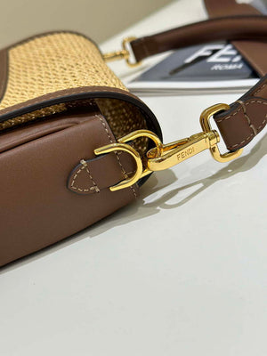 Fendi 8BR600 Baguette Brown and Natural raffia bag 8666L - Default Title - View 5