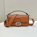 Fendi 8BR600 Baguette Brown Selleria bag with Oversized Topstitching 8610 - Default Title - View 1