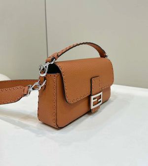 Fendi 8BR600 Baguette Brown Selleria bag with Oversized Topstitching 8610 - Default Title - View 3