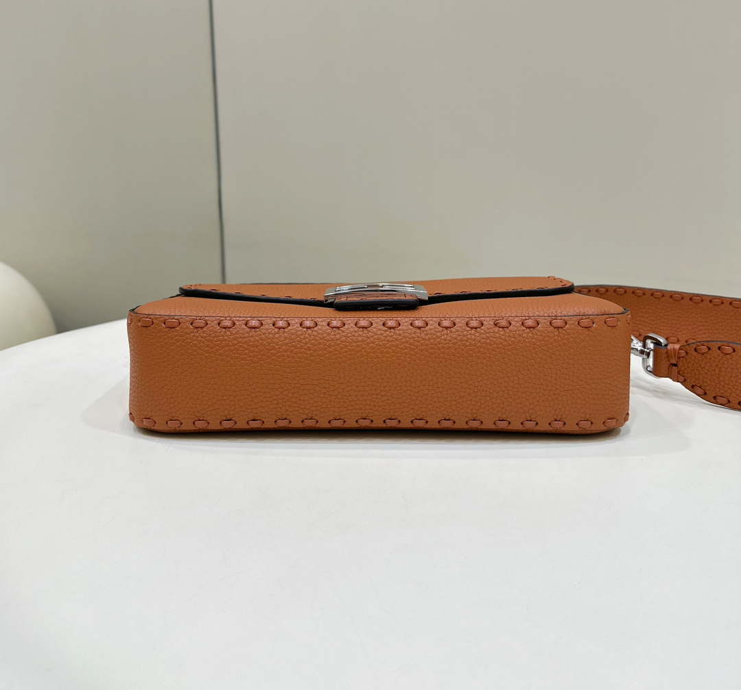 Fendi 8BR600 Baguette Brown Selleria bag with Oversized Topstitching 8610 - Default Title - View 4