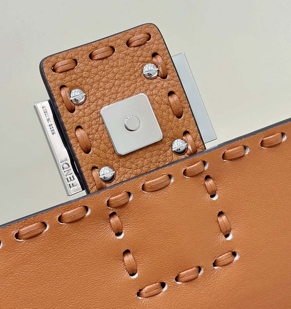 Fendi 8BR600 Baguette Brown Selleria bag with Oversized Topstitching 8610 - Default Title - View 6