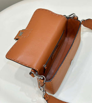 Fendi 8BR600 Baguette Brown Selleria bag with Oversized Topstitching 8610 - Default Title - View 9
