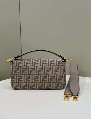 Fendi 8BR600 Baguette Chain Midi Dove gray FF tapestry fabric bag 8579 - Default Title - View 2