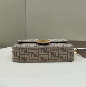 Fendi 8BR600 Baguette Chain Midi Dove gray FF tapestry fabric bag 8579 - Default Title - View 4