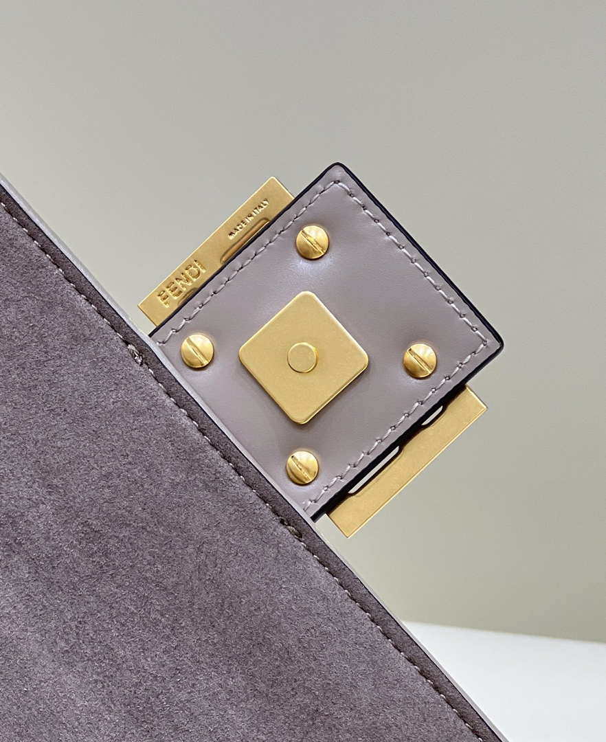 Fendi 8BR600 Baguette Chain Midi Dove gray FF tapestry fabric bag 8579 - Default Title - View 5