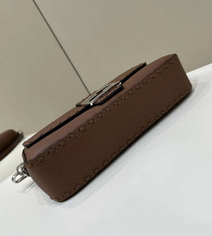 Fendi 8BR600 Baguette Dark Brown Selleria bag with Oversized Topstitching 8610 - Default Title - View 4