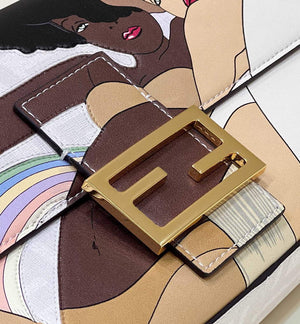 Fendi 8BR600 Baguette FF White Glazed Fabric Bag With Inlay - Default Title - View 8