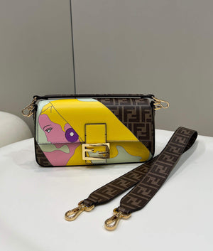 Fendi 8BR600 Baguette FF Glazed Fabric Bag With Inlay - Default Title - View 1