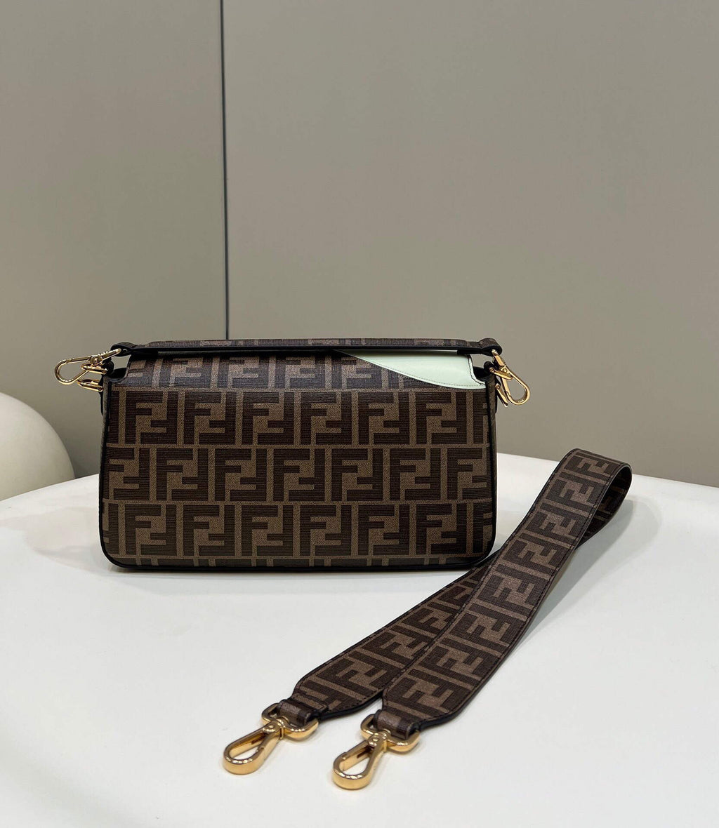 Fendi 8BR600 Baguette FF Glazed Fabric Bag With Inlay