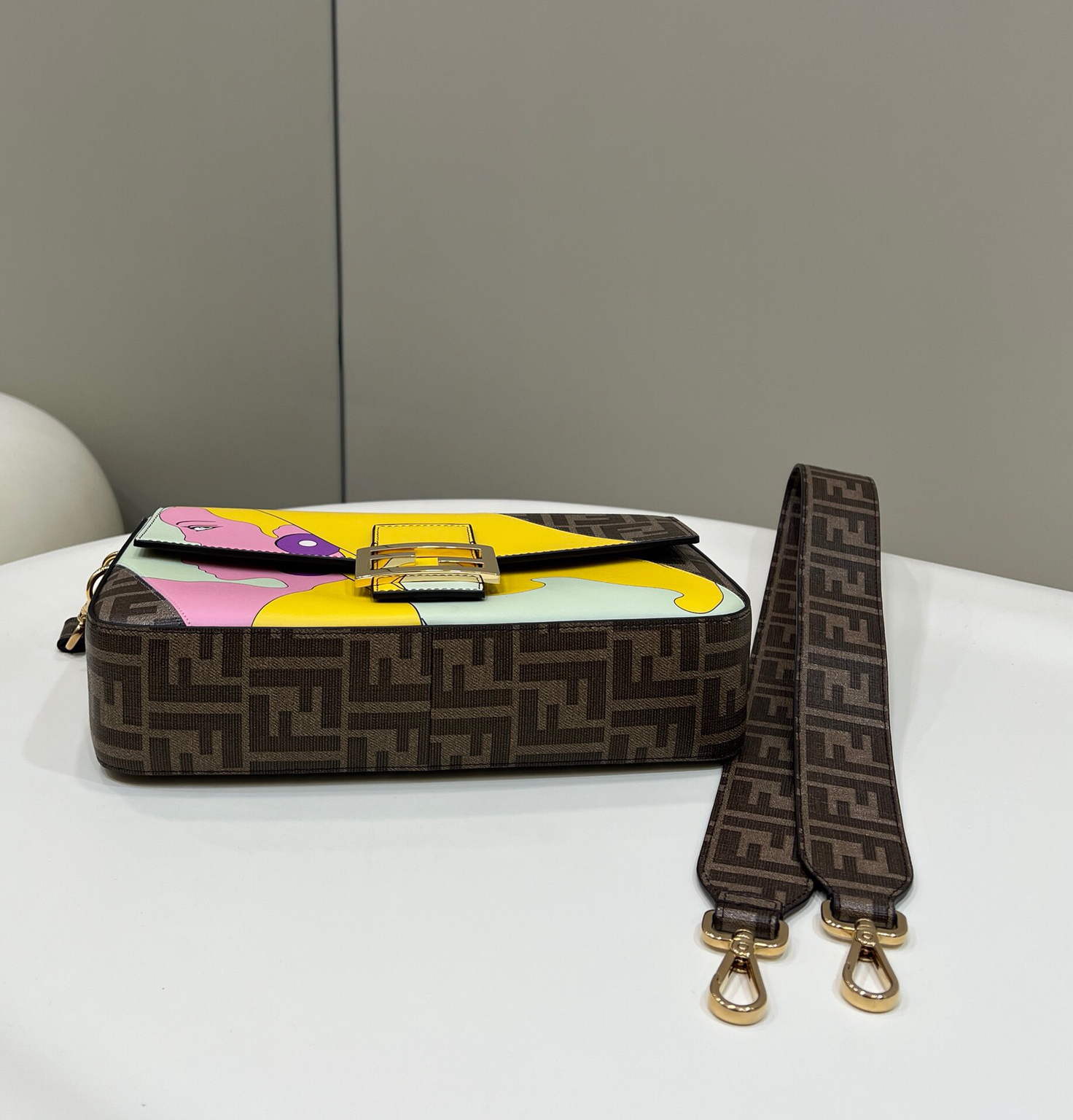 Fendi 8BR600 Baguette FF Glazed Fabric Bag With Inlay - Default Title - View 3