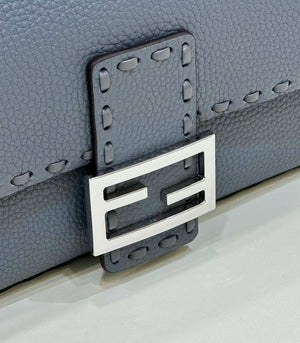 Fendi 8BR600 Baguette Grey blue Selleria bag with Oversized Topstitching 8610 - Default Title - View 5