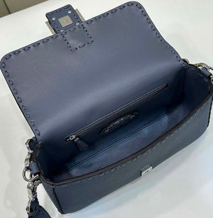 Fendi 8BR600 Baguette Grey blue Selleria bag with Oversized Topstitching 8610 - Default Title - View 9