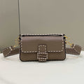 Fendi 8BR600 Baguette Gray full grain leather bag 8393 - Default Title - View 1