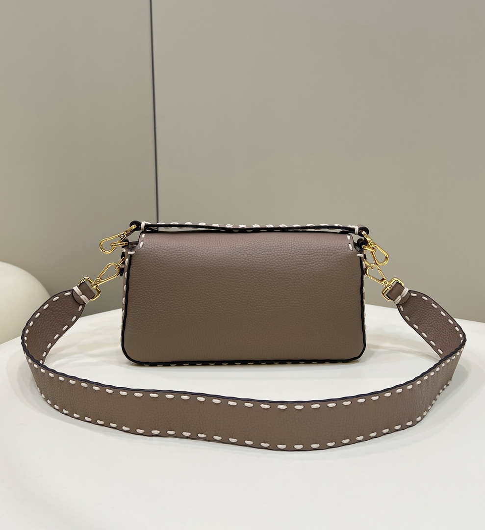 Fendi 8BR600 Baguette Gray full grain leather bag 8393 - Default Title - View 2