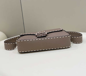 Fendi 8BR600 Baguette Gray full grain leather bag 8393 - Default Title - View 3