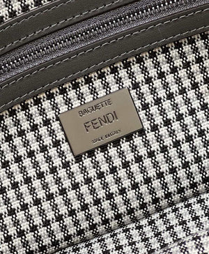 Fendi 8BR600 Baguette Gray houndstooth wool bag with FF embroidery - Default Title - View 7