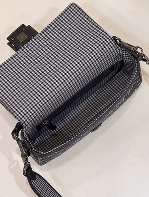 Fendi 8BR600 Baguette Gray houndstooth wool bag with FF embroidery - Default Title - View 9