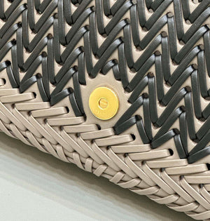 Fendi 8BR600 Baguette Gray and Black interlaced leather and raffia bag 8630 - Default Title - View 6
