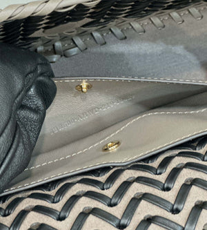 Fendi 8BR600 Baguette Gray and Black interlaced leather and raffia bag 8630 - Default Title - View 8