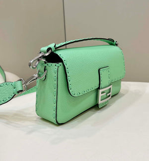 Fendi 8BR600 Baguette Green Selleria bag with Oversized Topstitching 8610 - Default Title - View 3