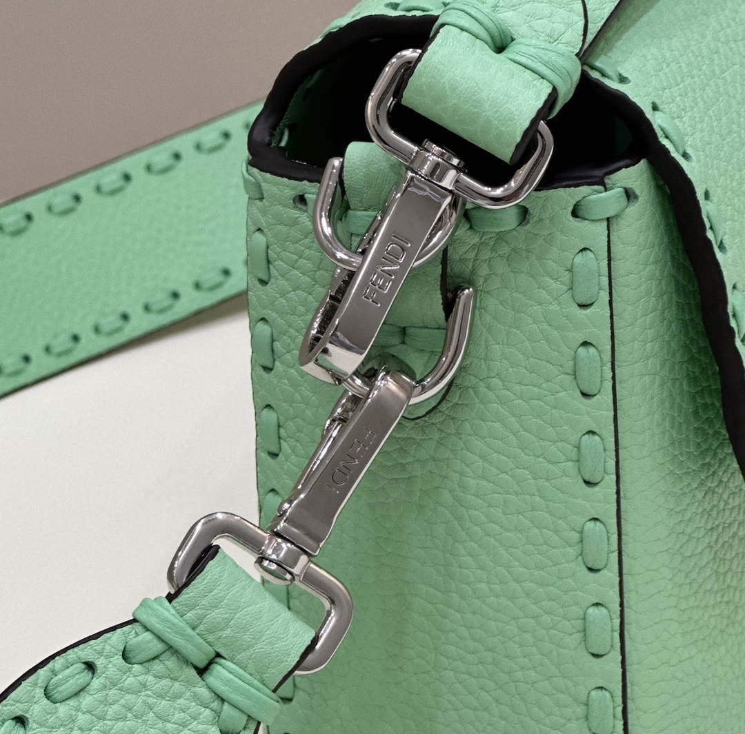 Fendi 8BR600 Baguette Green Selleria bag with Oversized Topstitching 8610 - Default Title - View 5