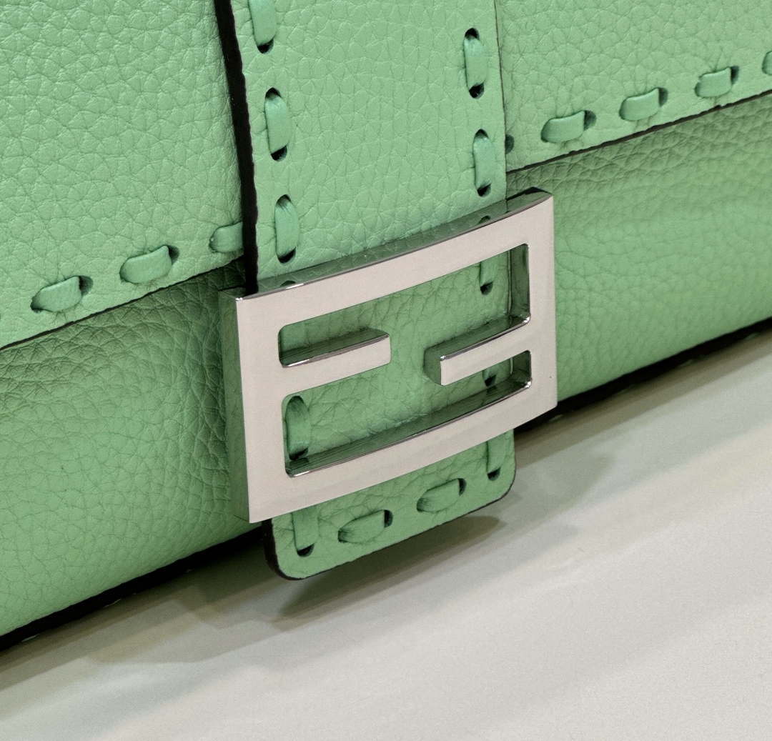 Fendi 8BR600 Baguette Green Selleria bag with Oversized Topstitching 8610 - Default Title - View 6